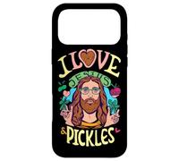 Custodia per iPhone 17 Pro Max Retro Hippie Groovy I Love Pickles & Jesus Pickle Vegetariano