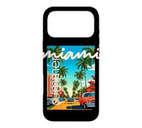 Custodia per iPhone 17 Pro Max Retro Miami Summer Palm Tree Street Classic Car Graphic