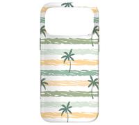 Custodia per iPhone 17 Pro Max Retro Palm Tree Pattern Design Beach Tan Verde Bianco