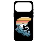 Custodia per iPhone 17 Pro Max Retro Tramonto Montagna Rock Climber Silhouette