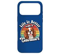 Custodia per iPhone 17 Pro Max Retro Vintage Life Is Better Cavalier King Charles Spaniel
