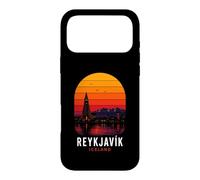 Custodia per iPhone 17 Pro Max Reykjavik Islanda Retro Nordic Northern Lights Montagne Sci