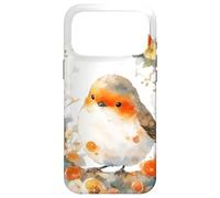 Custodia per iPhone 17 Pro Max Robin Bird europeo pettirosso floreale arancione bosco