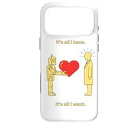 Custodia per iPhone 17 Pro Max Robot che offre cuore all'arte simbolica minima umana