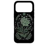 Custodia per iPhone 17 Pro Max Salvia e fiori verdi Sole Mezzaluna Boho floreale celeste