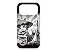 Custodia per iPhone 17 Pro Max Samurai Cat Sipping Tea Tokyo Tower Arte giapponese