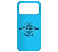 Custodia per iPhone 17 Pro Max San Cristoforo prega per noi Catholic Cross Travel