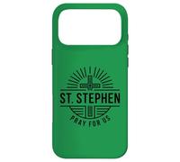 Custodia per iPhone 17 Pro Max Santo Stefano Prega Per Noi Christian Martyr Line Art