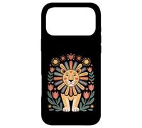 Custodia per iPhone 17 Pro Max Scandinavo Folk Art Leone Floreale Criniera Giungla Sunshine Boho