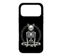 Custodia per iPhone 17 Pro Max Scheletro di gatto in meditazione posa yoga ossa feline