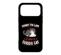 Custodia per iPhone 17 Pro Max Scusa, sono in ritardo, ho visto uno scherzo introverso sarcastico su un gatto smoking