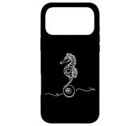 Custodia per iPhone 17 Pro Max Sea Horse Fish Line Art Marine Animal Art Biologo marino