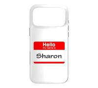 Custodia per iPhone 17 Pro Max Sharon, targhetta con scritta "Hello My Name is Name"