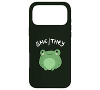 Custodia per iPhone 17 Pro Max She They Pronouns Frog Cute Nonbinary Queer Aesthetic