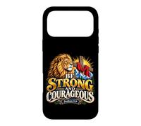 Custodia per iPhone 17 Pro Max Sii forte e coraggioso Giosuè 1:9 Leone di Giuda