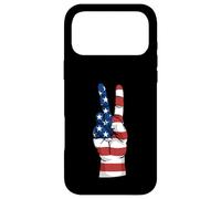 Custodia per iPhone 17 Pro Max Simbolo della mano del segno della pace dell'orgoglio degli Stati Uniti con sovrapposizione della bandiera