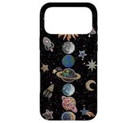 Custodia per iPhone 17 Pro Max Sole Celeste Luna e Stelle Mosaico Collage Y2K Grafica