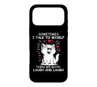Custodia per iPhone 17 Pro Max Sometimes I Talk to Myself and We Both Laugh Funny Black Cat