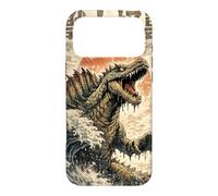 Custodia per iPhone 17 Pro Max Spinosaurus Wave Kaiju Mostro marino giapponese Woodblock Style