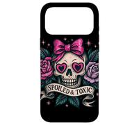 Custodia per iPhone 17 Pro Max Spoiled and Toxic Cute Skull Bow Roses Retro Edgy Estetica