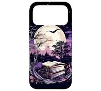 Custodia per iPhone 17 Pro Max Spooky Moon Haunted Scene Halloween Book Lovers Reader
