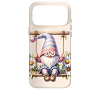 Custodia per iPhone 17 Pro Max Spring Gnome Sitting On Outdoor Swing Cute Daisy Flower