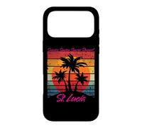 Custodia per iPhone 17 Pro Max St Lucia Retro Palme Alba Suntan Tramonto Ripetere