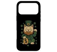 Custodia per iPhone 17 Pro Max St Patrick's Day Cat Statue Lucky Clover Charm Adult Kids