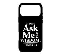 Custodia per iPhone 17 Pro Max Stampa con scritta in inglese "God Says Ask Me for Wisdom James 1 5 Bibbia Verse Back Print