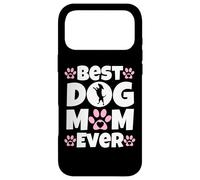 Custodia per iPhone 17 Pro Max Stampe di zampa di cane con scritta "Best Dog Mom Ever", idea regalo