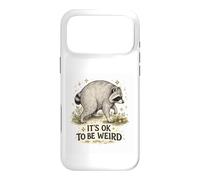 Custodia per iPhone 17 Pro Max Stay Weird Timothys Curious Raccoon Design Divertente Citazione