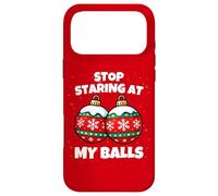 Custodia per iPhone 17 Pro Max Stop Staring at My Balls Funny Christmas Party Adult Humor