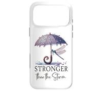 Custodia per iPhone 17 Pro Max Stronger Than the Storm Psalm 93 Christian Purple Dragonfly