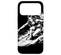 Custodia per iPhone 17 Pro Max Surfista donna che disegna la tavola da surf