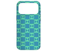 Custodia per iPhone 17 Pro Max Teal Cyan Turquoise Aquamarine Blue Square Aquatic Pattern