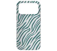 Custodia per iPhone 17 Pro Max Teal Green Grey Wavy Tribal Lines Free Strokes Pattern