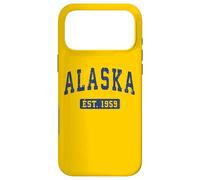 Custodia per iPhone 17 Pro Max Testo blu vintage classico Alaska Est. 1959