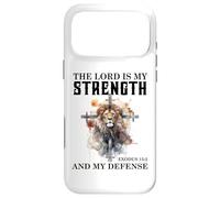Custodia per iPhone 17 Pro Max The Lord is My Strength & My Defense Exodus 15:2 Bible Lion