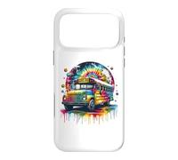 Custodia per iPhone 17 Pro Max Tie Dye School Bus Art Psychedelic Retro Colors Futuristic