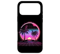 Custodia per iPhone 17 Pro Max Tramonto retrò anni '80 con palme | Synthwave Arte