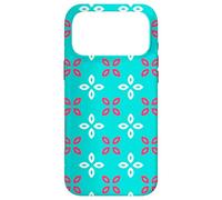 Custodia per iPhone 17 Pro Max Turquoise Blue Red Leaf Petal Cross Bloom Geometric Pattern