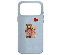 Custodia per iPhone 17 Pro Max Valentine Vintage Cute Teddy Bear Denim Nostalgico Minimal