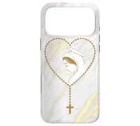 Custodia per iPhone 17 Pro Max Vergine Maria Rosario Marmo Fede Cattolica Signora di Fatima Pregare