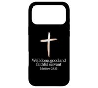Custodia per iPhone 17 Pro Max Versetto biblico cristiano servo buono e fedele ben fatto