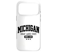Custodia per iPhone 17 Pro Max Vintage Michigan Great Lakes State Athletic Testo nero