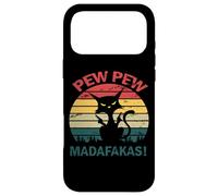Custodia per iPhone 17 Pro Max Vintage Pew Pew Madafakas Pew Guns Divertente Gatto Nero Retro
