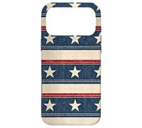 Custodia per iPhone 17 Pro Max Vintage Rustico Stripe Pattern American Patriotic USA Stars