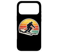 Custodia per iPhone 17 Pro Max Vintage Tramonto Sciatore Silhouette Retro Sci Amante Arte