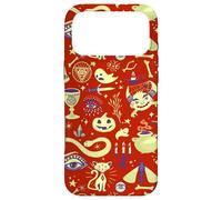 Custodia per iPhone 17 Pro Max Vintage Witchy Halloween Pattern Boho Spooky Tarocchi Design