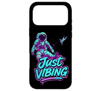 Custodia per iPhone 17 Pro Max Viola e Teal Astronaut Just Vibing Graphic per gli uomini